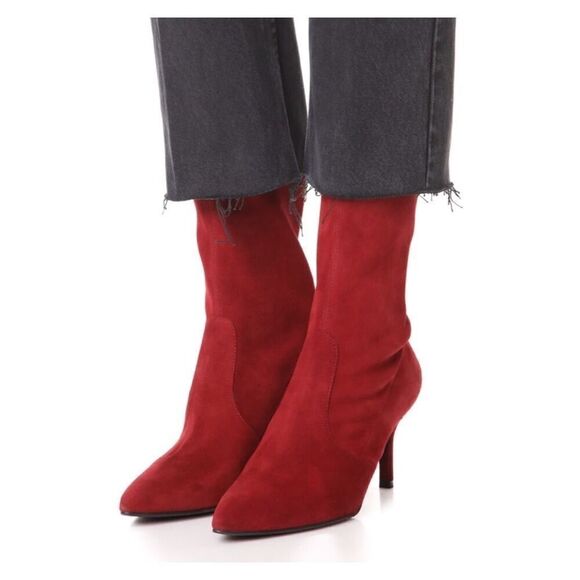 Stuart Weitzman Cling red sock booties size 7 1/2 - Picture 1 of 7